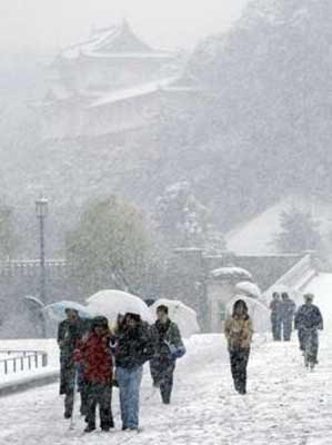 日本东北部遭遇十年一遇大雪